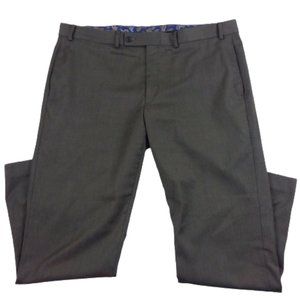 Lauren Ralph Lauren Dress Pants Flat Front Straight Leg Brown Polyester Rayon